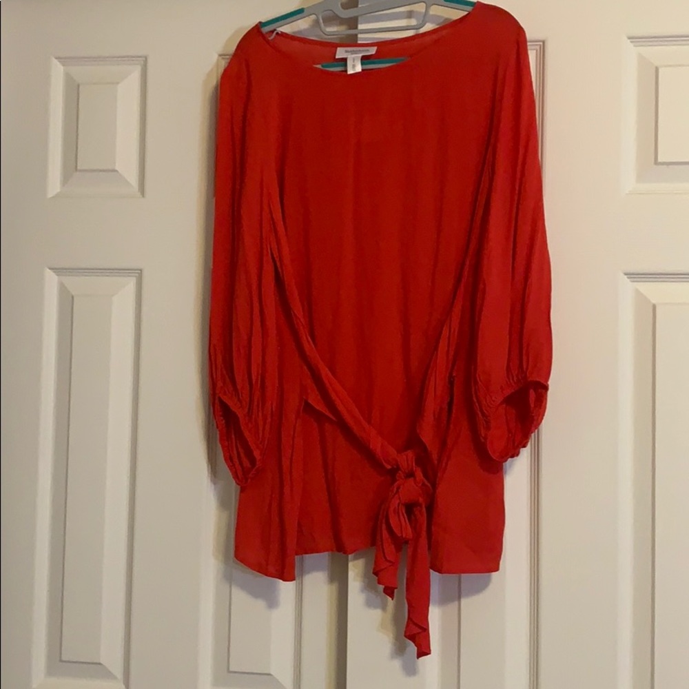 Motherhood red front tie maternity blouse
